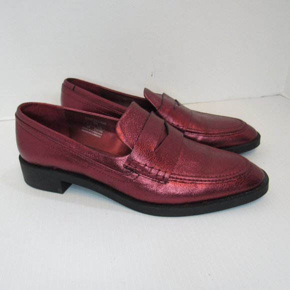 Zara Shoes - Zara Woman Metallic Maroon Loafer Shoes